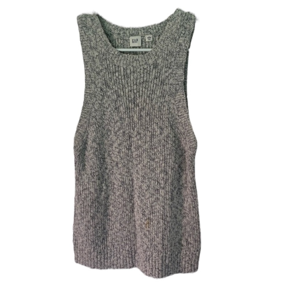 Gap Womens Size Small Petite Sleeveless Marl Sweater Navy Marl Light Gray Cotton